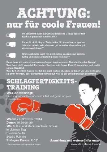 Gewinn: Nicoles Schlagfertigkeits-Seminar für coole Frauen in Köln
